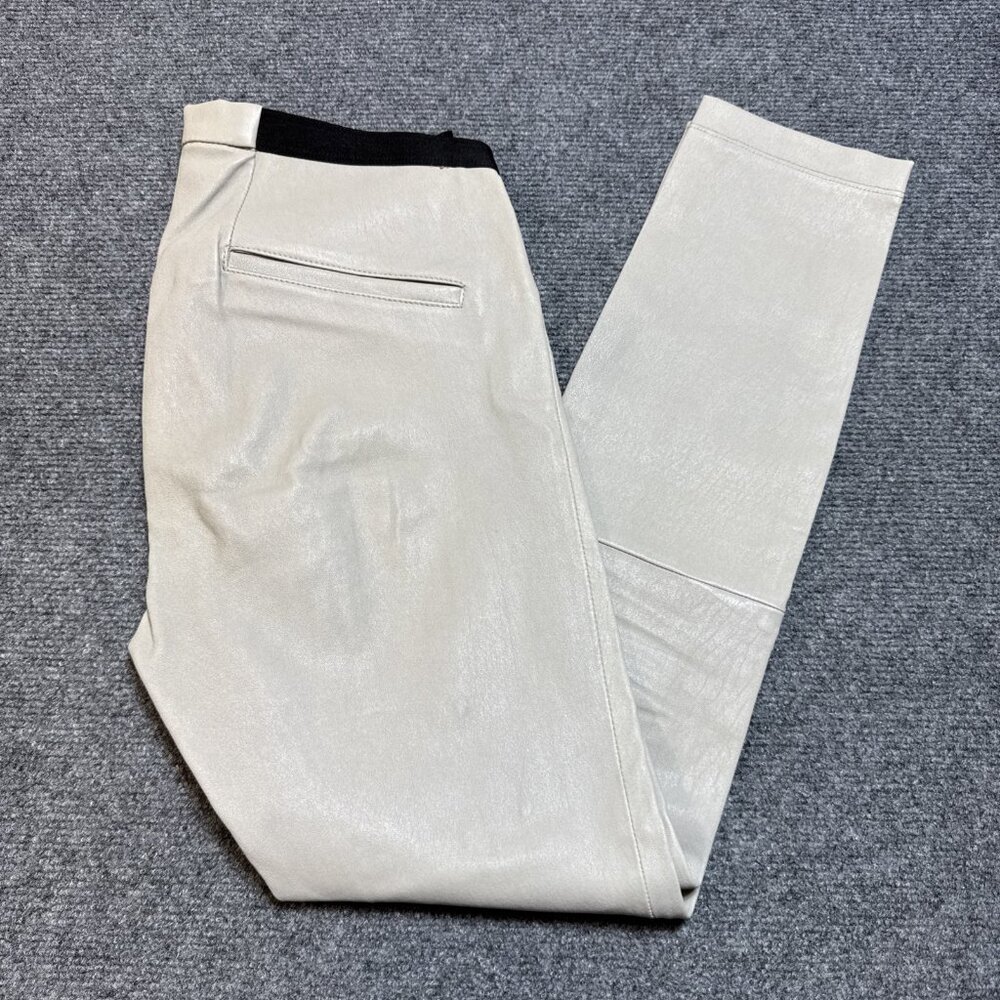 Helmut Lang Lamb Leather Pants‎ Women's Sz 6 Pull On Legging Grey Butter Soft